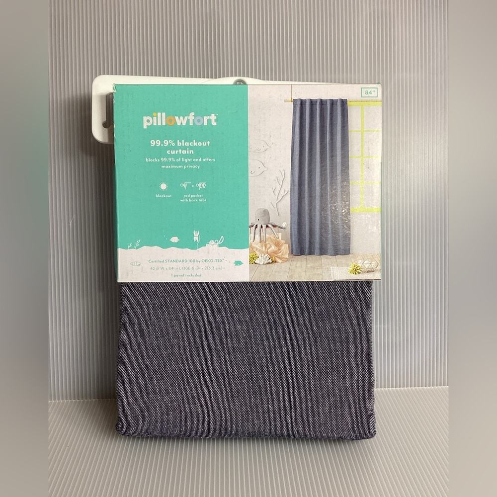 Pillowfort Navy Chambray 84" Blackout Curtain (1 Panel)
